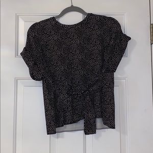 Express Tie Top Short Sleeve Tee Polka Dot